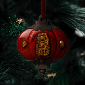 Mordovian jewelry Christmas tree toy "Lantern" tiger's eye